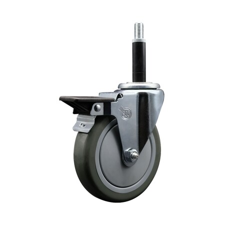 Service Caster 5'' Gray Poly Swivel 3/4'' Expanding Stem Caster with Brake SCC-EX20S514-PPUB-PLB-34